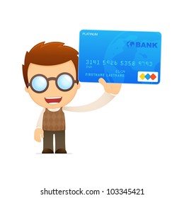 funny cartoon genius in various poses for use in advertising, presentations, brochures, blogs, documents and forms, etc.