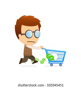 funny cartoon genius in various poses for use in advertising, presentations, brochures, blogs, documents and forms, etc.