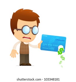 funny cartoon genius in various poses for use in advertising, presentations, brochures, blogs, documents and forms, etc.