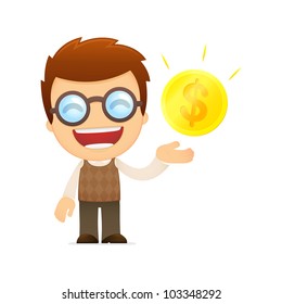 funny cartoon genius in various poses for use in advertising, presentations, brochures, blogs, documents and forms, etc.