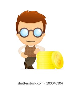 funny cartoon genius in various poses for use in advertising, presentations, brochures, blogs, documents and forms, etc.