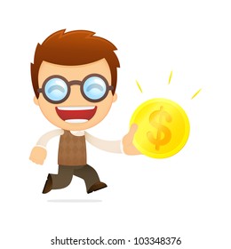 funny cartoon genius in various poses for use in advertising, presentations, brochures, blogs, documents and forms, etc.