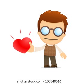 funny cartoon genius in various poses for use in advertising, presentations, brochures, blogs, documents and forms, etc.