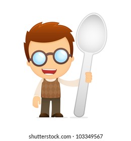 funny cartoon genius in various poses for use in advertising, presentations, brochures, blogs, documents and forms, etc.