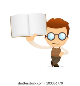 funny cartoon genius in various poses for use in advertising, presentations, brochures, blogs, documents and forms, etc.