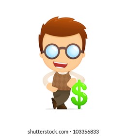 funny cartoon genius in various poses for use in advertising, presentations, brochures, blogs, documents and forms, etc.