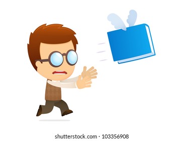 funny cartoon genius in various poses for use in advertising, presentations, brochures, blogs, documents and forms, etc.