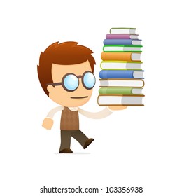 funny cartoon genius in various poses for use in advertising, presentations, brochures, blogs, documents and forms, etc.