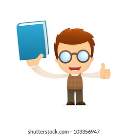funny cartoon genius in various poses for use in advertising, presentations, brochures, blogs, documents and forms, etc.