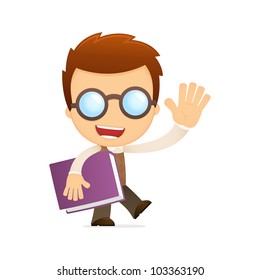 funny cartoon genius in various poses for use in advertising, presentations, brochures, blogs, documents and forms, etc.