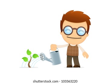 funny cartoon genius in various poses for use in advertising, presentations, brochures, blogs, documents and forms, etc.