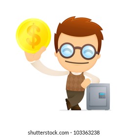 funny cartoon genius in various poses for use in advertising, presentations, brochures, blogs, documents and forms, etc.