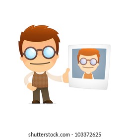 funny cartoon genius in various poses for use in advertising, presentations, brochures, blogs, documents and forms, etc.