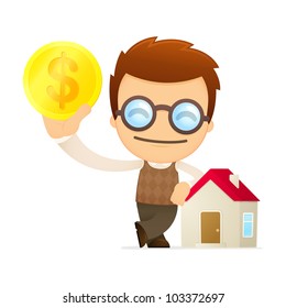 funny cartoon genius in various poses for use in advertising, presentations, brochures, blogs, documents and forms, etc.