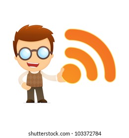 funny cartoon genius in various poses for use in advertising, presentations, brochures, blogs, documents and forms, etc.