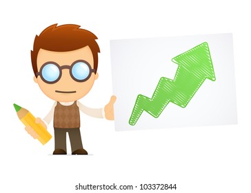 funny cartoon genius in various poses for use in advertising, presentations, brochures, blogs, documents and forms, etc.
