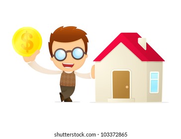 funny cartoon genius in various poses for use in advertising, presentations, brochures, blogs, documents and forms, etc.