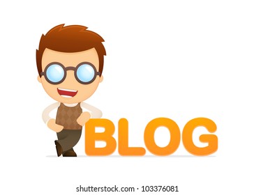 funny cartoon genius in various poses for use in advertising, presentations, brochures, blogs, documents and forms, etc.