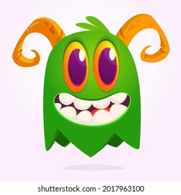 Funny cartoon ghost character. Illustration of cute and happy mythical monster alien creature. Halloween design. Great for party decoration, poster or package design