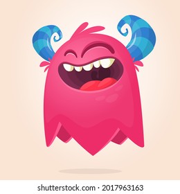 Funny cartoon ghost character. Illustration of cute and happy mythical monster alien creature. Halloween design. Great for party decoration, poster or package design