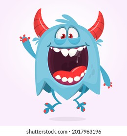 Funny cartoon ghost character. Illustration of cute and happy mythical monster alien creature. Halloween design. Great for party decoration, poster or package design