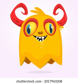 Funny cartoon ghost character. Illustration of cute and happy mythical monster alien creature. Halloween design. Great for party decoration, poster or package design