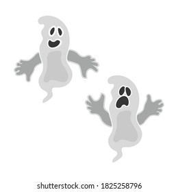 Funny cartoon ghost character. Vector  isolated Halloween illustration.