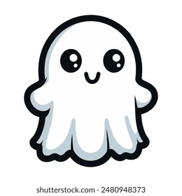 funny cartoon ghost with cute face illustration