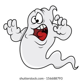 funny cartoon ghost - Halloween vector illustration