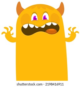 Funny cartoon ghost. Illustration of cute flying alien. Halloween design. Vector isolated