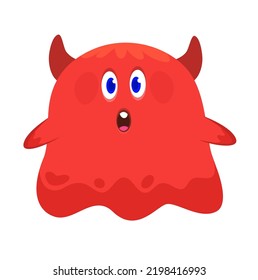 Funny cartoon ghost. Illustration of cute flying alien. Halloween design. Vector isolated