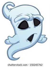 funny cartoon ghost on the white background