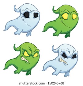 funny cartoon ghost on the white background