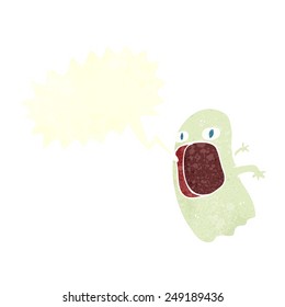 funny cartoon ghost with speech bubble