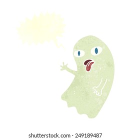 funny cartoon ghost with speech bubble