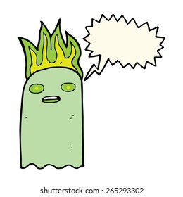 funny cartoon ghost with speech bubble