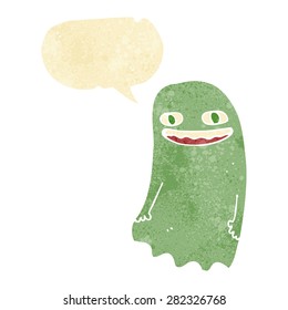 funny cartoon ghost with speech bubble