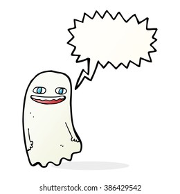 fantasma de caricatura divertida con burbuja de habla