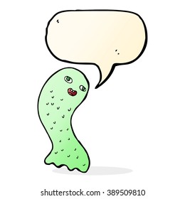 funny cartoon ghost with speech bubble