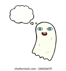fantasma engraçado desenho animado com bolha de pensamento