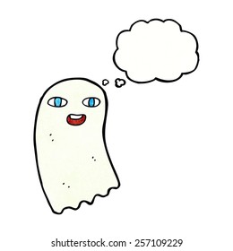 fantasma de la caricatura graciosa con burbuja del pensamiento