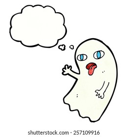 fantasma engraçado desenho animado com bolha de pensamento