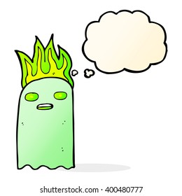 funny cartoon ghost with thought bubble