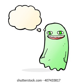 funny cartoon ghost with thought bubble