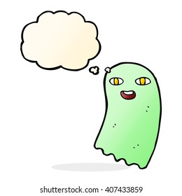 funny cartoon ghost with thought bubble