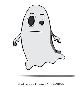 Funny cartoon ghost. Vector illustration