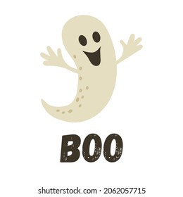 Funny cartoon ghost. Vector illustration.