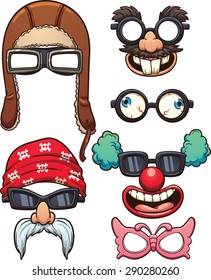 Graciosos vasos de caricatura. Ilustración de imagen prediseñada vectorial con gradientes simples. Cada una en una capa separada.