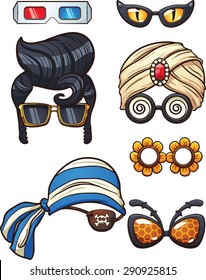 Funny cartoon glasses. Vector clip art illustration with simple gradients. Each on a separate layers.