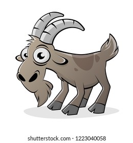 funny cartoon goat isolated vector illustration